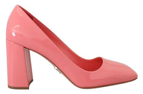 prada patent leather semi-pointed pumps|prada block heel pumps.